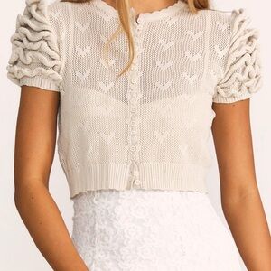 Love Shack Fancy Preilla Crop Cardigan size XS cream